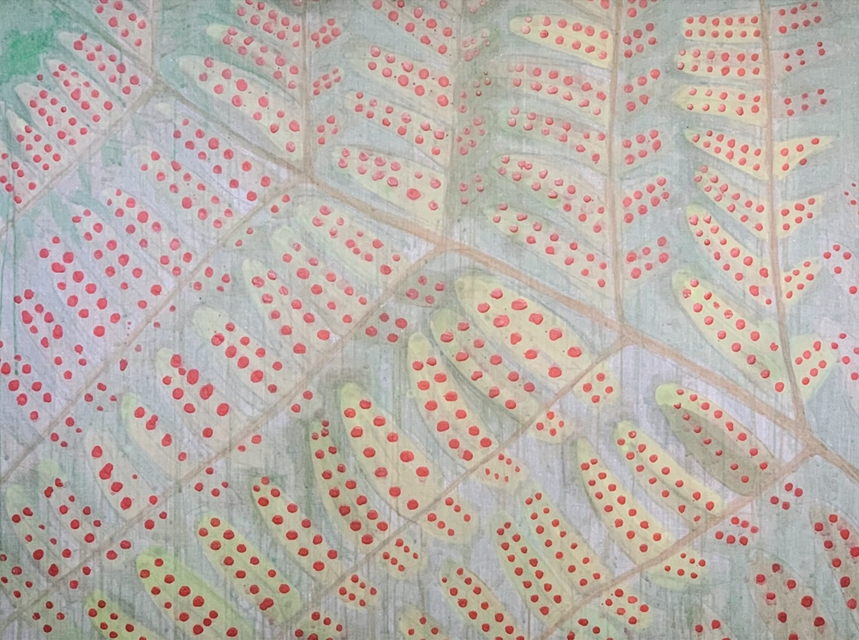 Technofossil-Ferns, Oil and beeswax on linen, 112x145cm, 2020